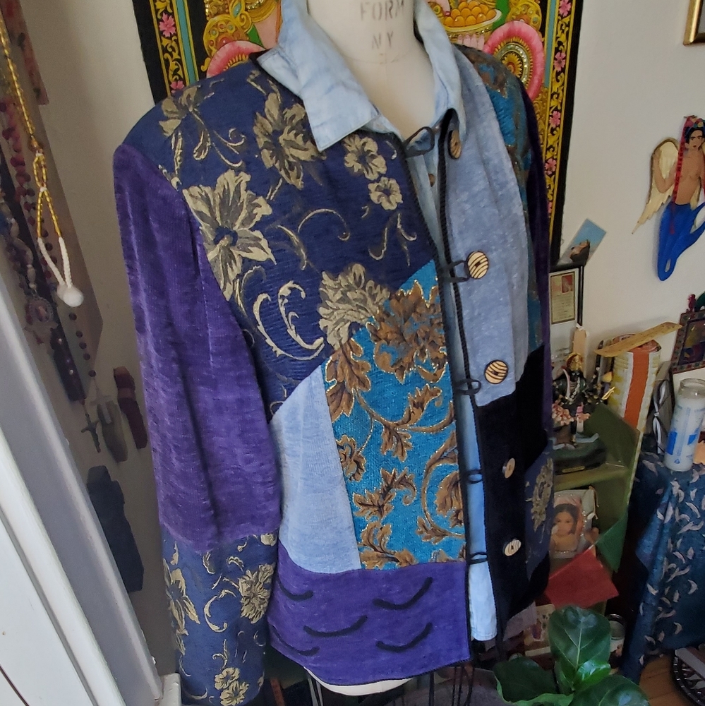 Indigo Moon Collarless Boho Jacket - image 3